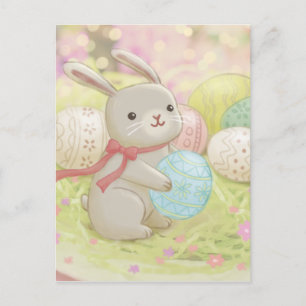 Postal Ilustracion Easter Bunny & Easter Eggs