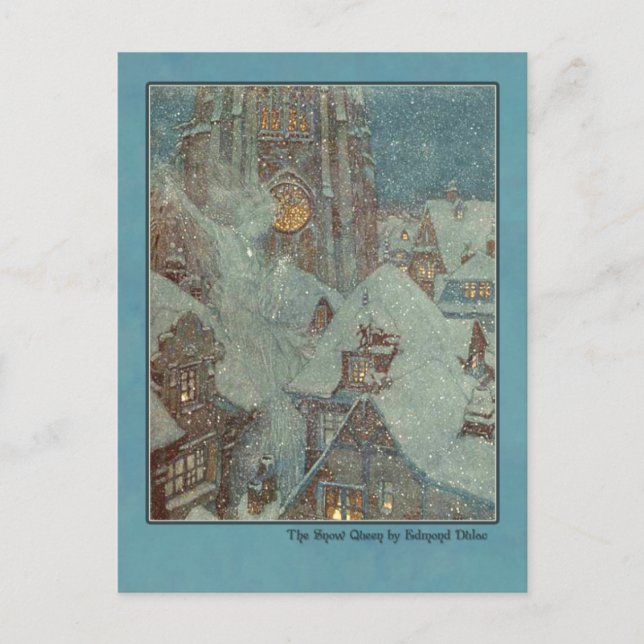 Postal Ilustracion Edmund Dulac de la Reina de la Nieve (Anverso)