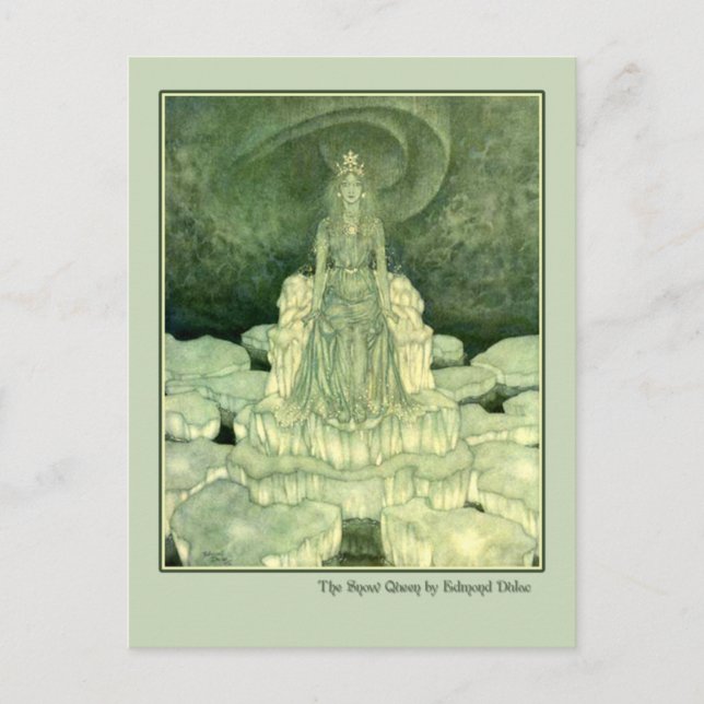 Postal Ilustracion Edmund Dulac de la Reina de la Nieve (Anverso)