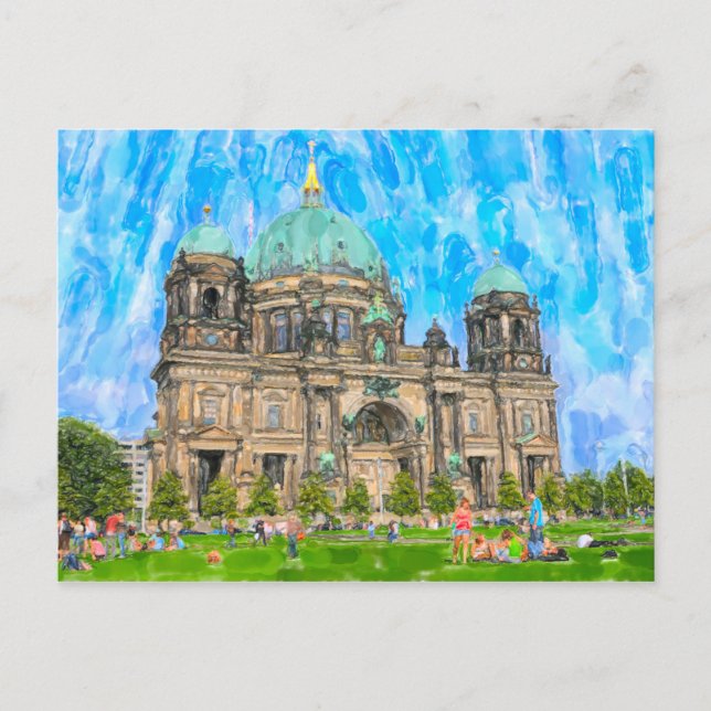 Postal Ilustración en acuarela de Berlín. Catedral. (Anverso)