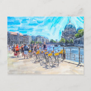 Postal Ilustración en acuarela de Berlín con catedral.