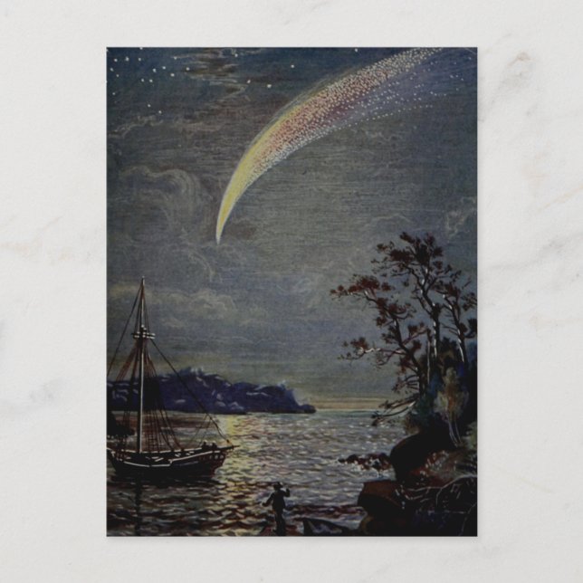 Postal Ilustracion estrella de cometas o tiroteos de la é (Anverso)