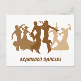 Postal Ilustracion Flamenco Dancers