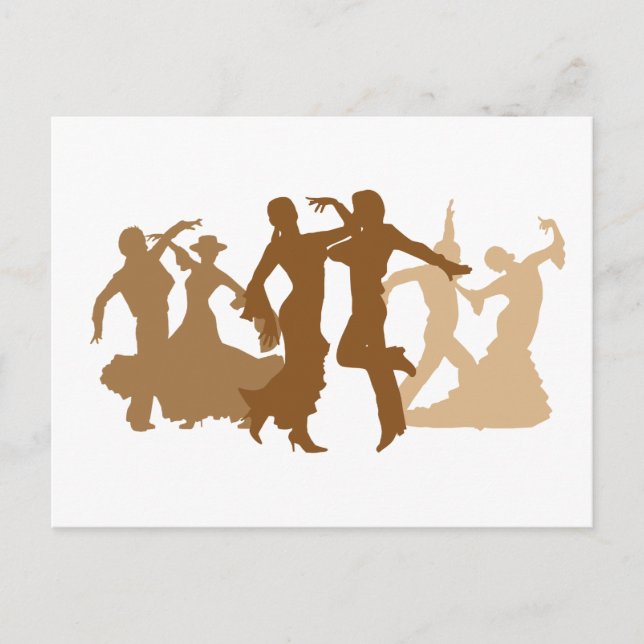 Postal Ilustracion Flamenco Dancers (Anverso)