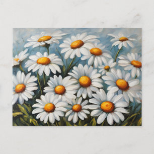 Postal Ilustración floral de flores de margarita naturale