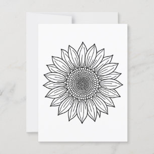 Postal Ilustracion floral de girasol arte en línea