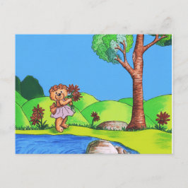 Postal Ilustracion floral de Girly Bear Country