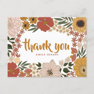 Postal Ilustracion floral Gracias Postcard