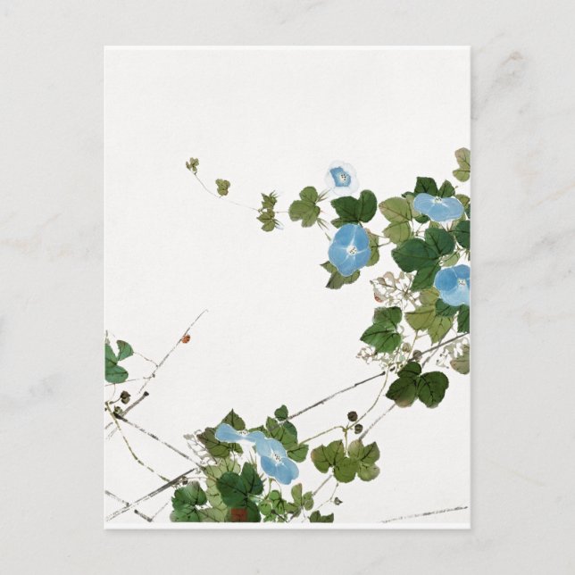 Postal Ilustracion Flores Vintage (Anverso)