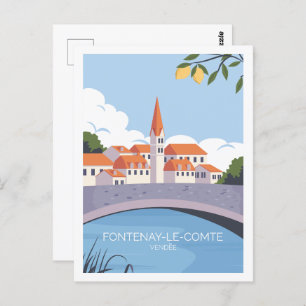 Postal Ilustracion Fontenay le comte Famous Travel Place