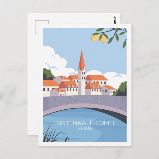 Postal Ilustracion Fontenay le comte Famous Travel Place (Anverso / Reverso)