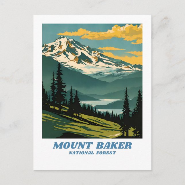 Postal Ilustracion Forestal Nacional Mount Baker (Anverso)