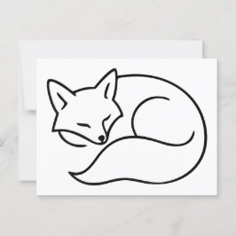 Postal Ilustracion Fox durmiente - Arte de línea Minimali