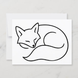 Postal Ilustracion Fox durmiente - Arte de línea Minimali