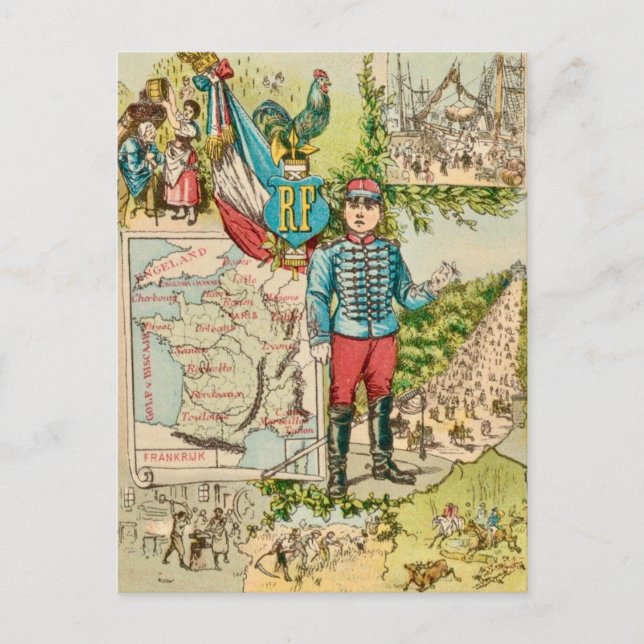 Postal Ilustración francesa vintage (Anverso)
