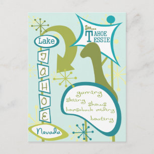 Postal Ilustracion Fun Lake Tahoe
