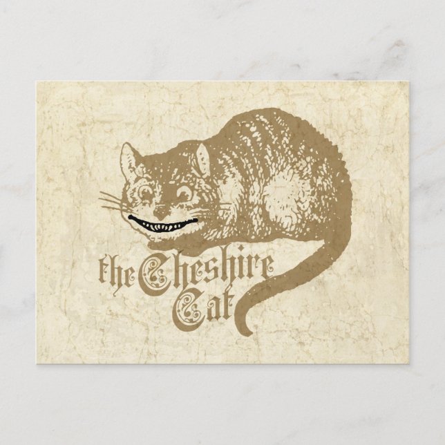 Postal Ilustracion Gato de Cheshire (Anverso)