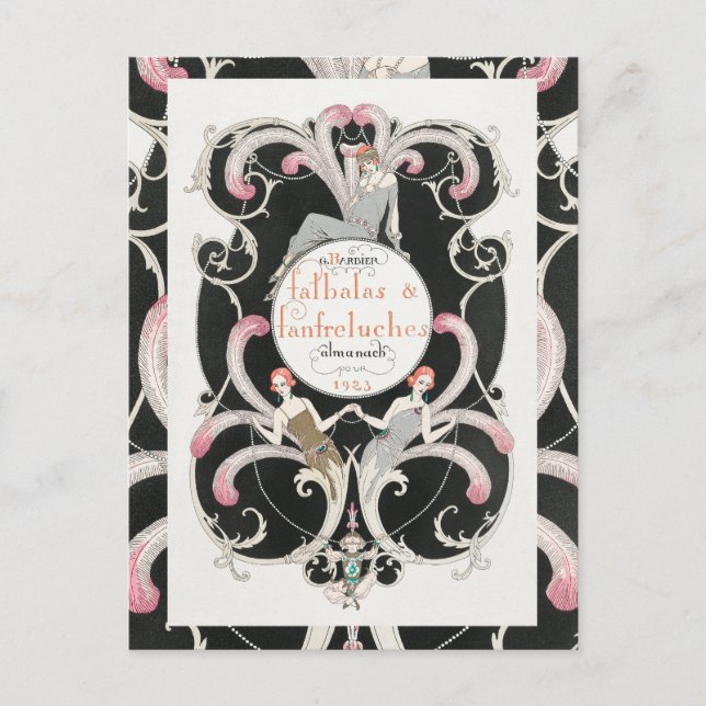 Postal Ilustracion George Barbier de estilo Art Deco de l (Anverso)