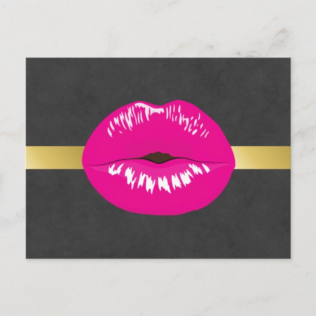 Postal Ilustracion glamoroso de los labios rosados calien (Anverso)