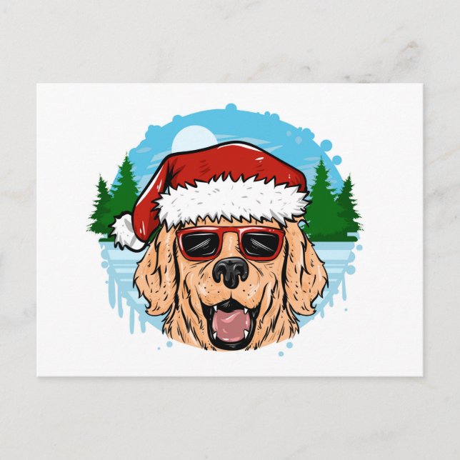 Postal Ilustracion gorra Labrador Retriever santa claus (Anverso)
