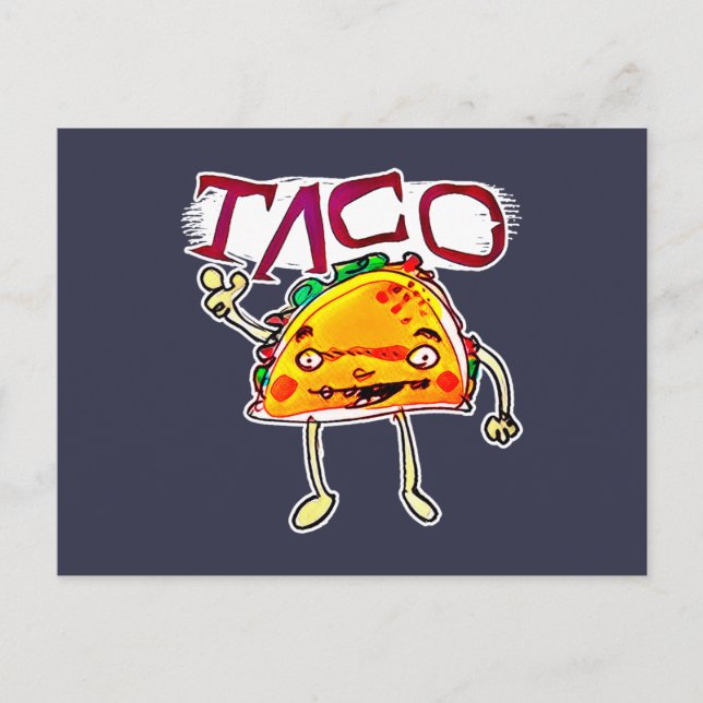 Postal ilustracion gracioso estilo personalizado de taco