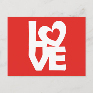Postal Ilustración gráfica Te amo con corazón en rojo