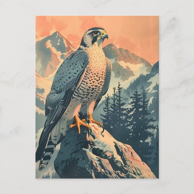 Postal Ilustracion Gyrfalcon Vintage (Anverso)