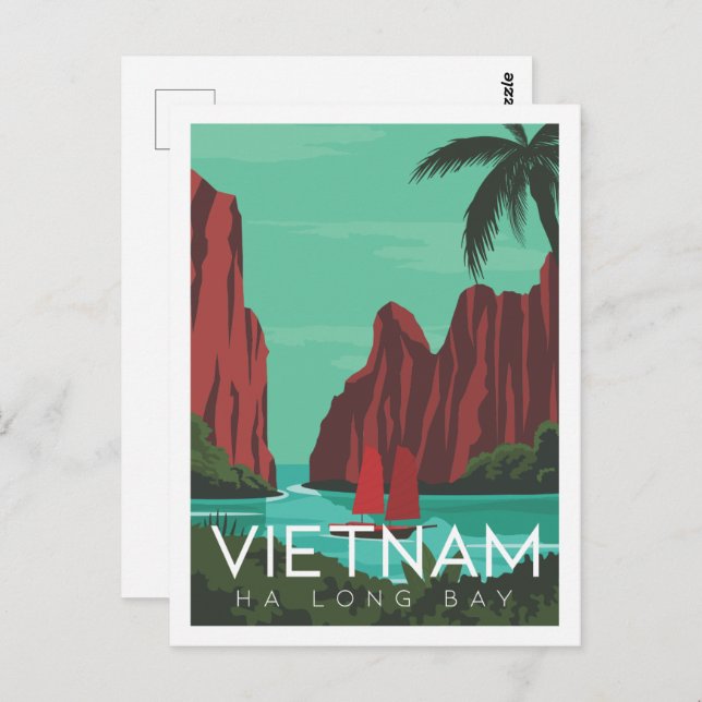 Postal Ilustracion Ha long Bay Vietnam Travel Place (Anverso / Reverso)