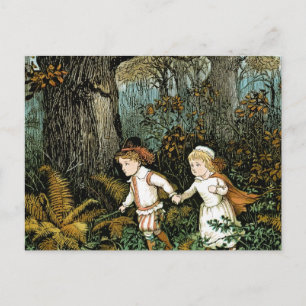Postal Ilustracion Hansel y Gretel