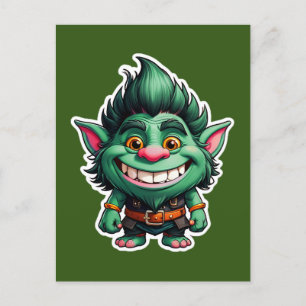 Postal Ilustracion Happy Little Troll Chibi