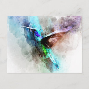 Postal Ilustracion Hummingbird