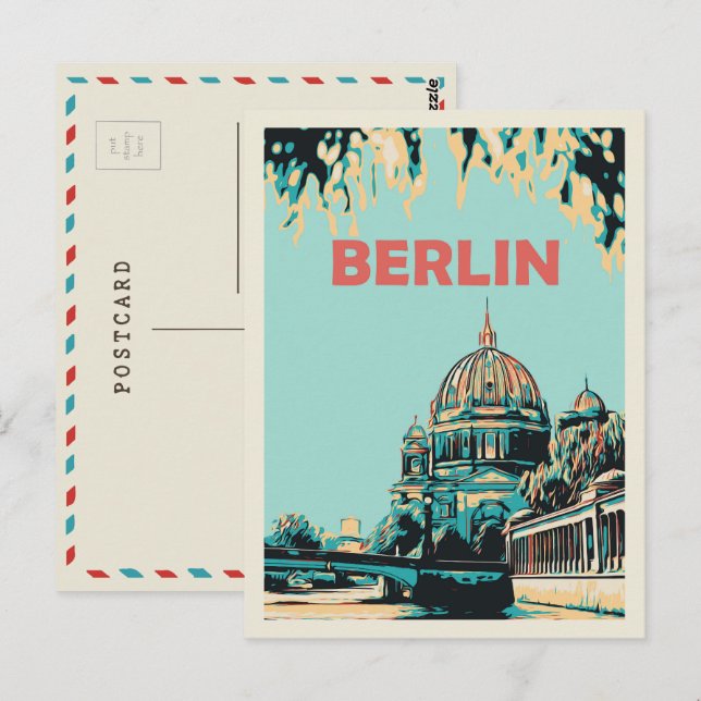 Postal Ilustracion insular de los Museos de Berlín Aleman (Anverso / Reverso)
