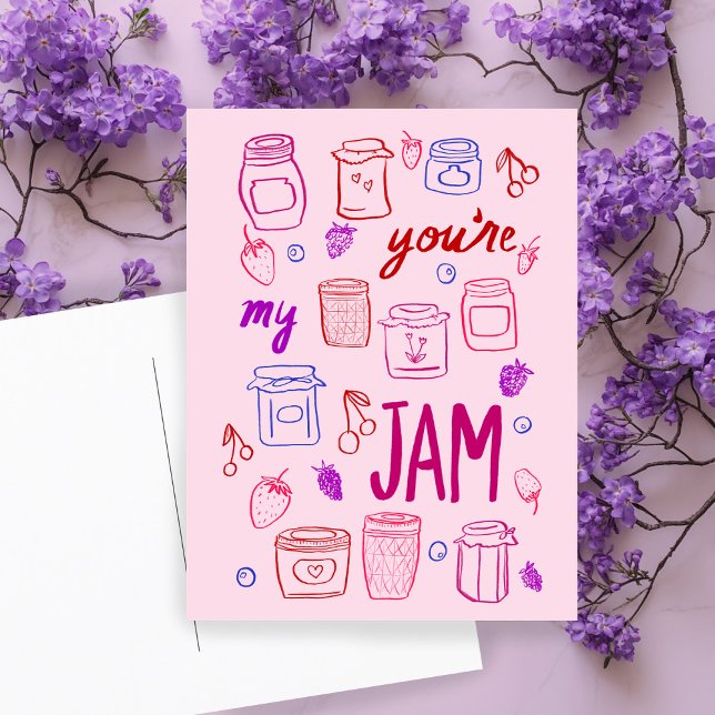 Postal ILUSTRACION JAM Cute Jars (YOURE MY JAM Cute Jars Illustration Valentine Love Postcard
)