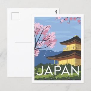 Postal Ilustracion japonés de viaje famoso