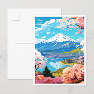 Postal Ilustracion japonés de viajes vintage