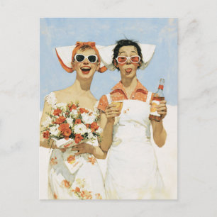 Postal Ilustración juguetona de celebración de damas de h