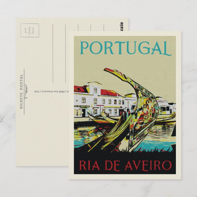 Postal Ilustracion laguna Aveiro Portugal (Anverso / Reverso)
