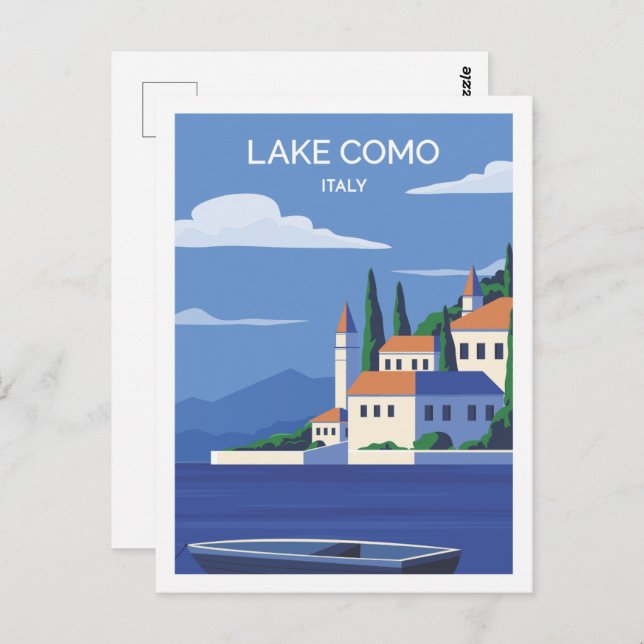 Postal Ilustracion Lake Como Italy (Anverso / Reverso)