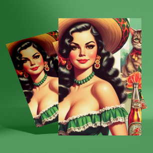Postal Ilustracion latino vintage
