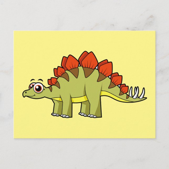 Postal Ilustración linda de un dinosaurio Stegosaurus. (Anverso)