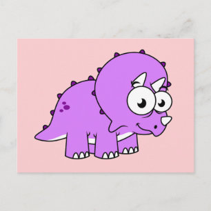 Postal Ilustración linda de un Triceratops.