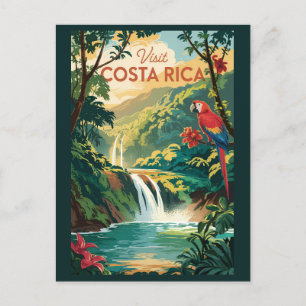 Postal Ilustracion loro costarricense vintage
