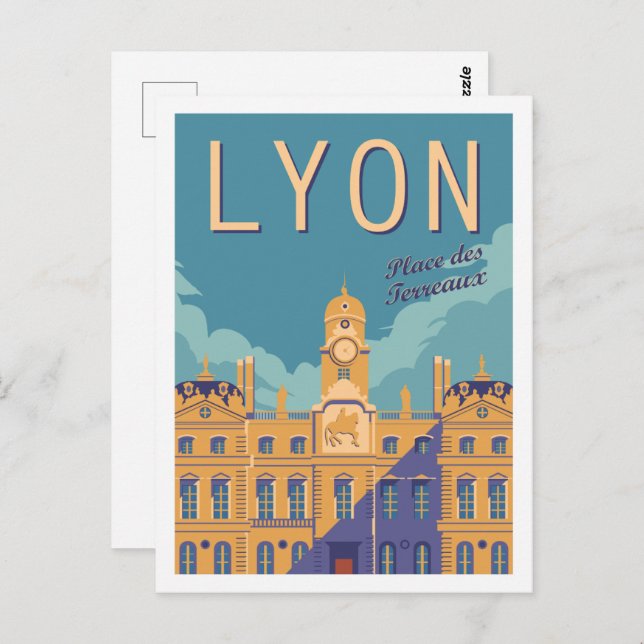Postal Ilustracion Lyon France Famous Travel Place (Anverso / Reverso)
