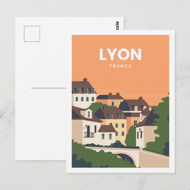 Postal Ilustracion Lyon France Famous Travel Place (Anverso / Reverso)
