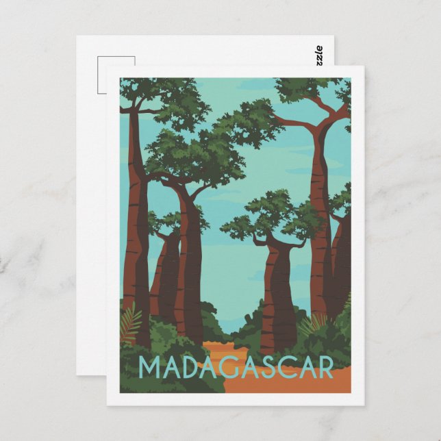 Postal Ilustracion Madagascar Famoso de Viajes (Anverso / Reverso)