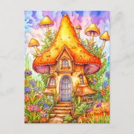 Postal Ilustracion Majestic Mushroom House