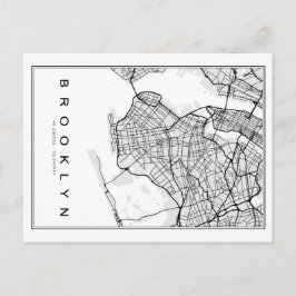 Postal Ilustracion Mapa de Brooklyn
