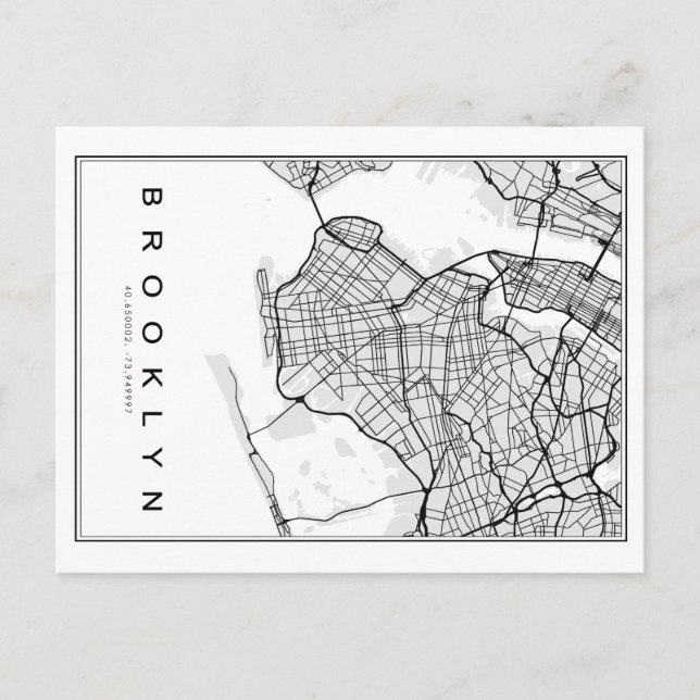 Postal Ilustracion Mapa de Brooklyn (Anverso)