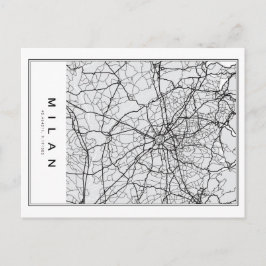Postal Ilustracion Mapa de Milán