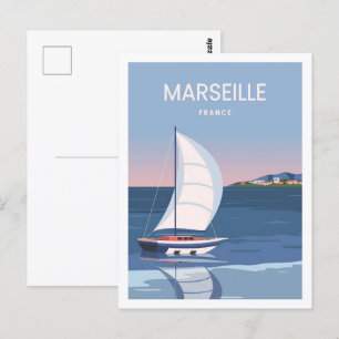 Postal Ilustracion Marsella France Famous Travel Place